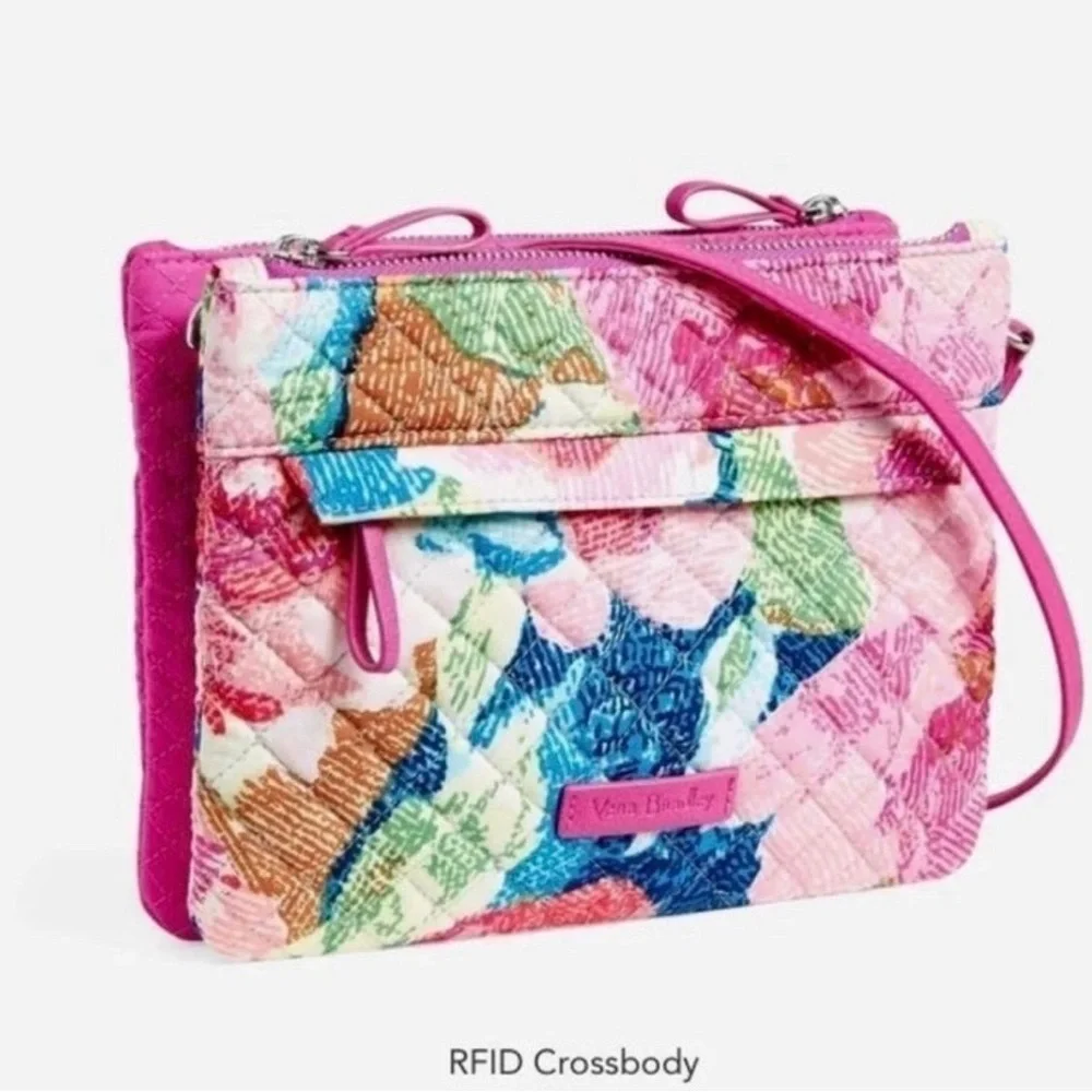 Vera Bradley Bright Pink “Superbloom” Crossbody Multiple use Two-piece NEW RFID